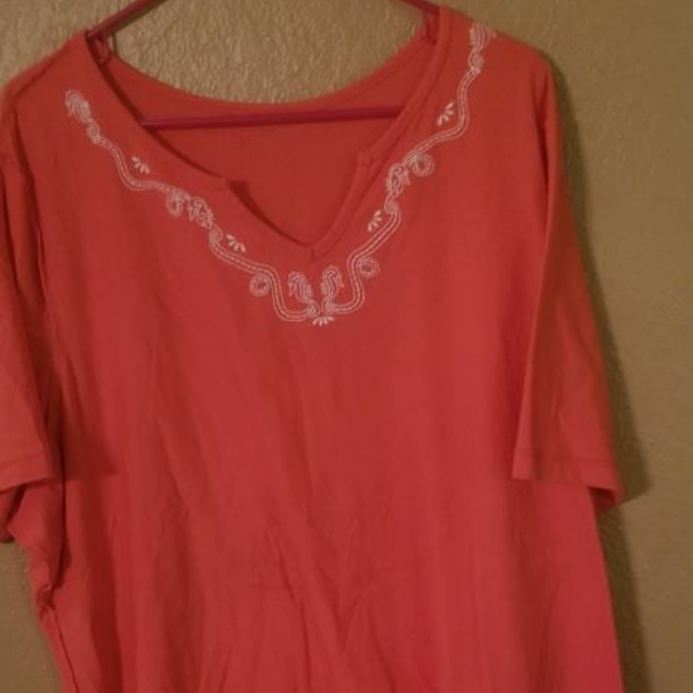 Coral Bay Coral Pink with White design 3X Plus